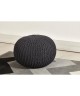 Pouf tricot JEF en polycoton  Ř40xH30 cm  Gris anthracite