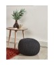 Pouf tricot JEF en polycoton  Ř40xH30 cm  Gris anthracite