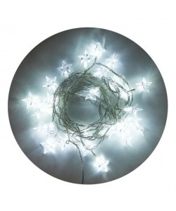 Guirlande de Noël LED 30 Etoiles  4,5 m  Blanc fil transparent