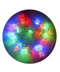 Guirlande de Noël LED 30 Etoiles  4,5 m  Multicolore fil transparent