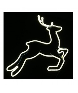 Animaux de Noël : Renne néon LED en PVC et cuivre  61 cm  Blanc