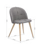 ZOMBA Lot de 2 Chaises de salle a manger  Métal revetu de tissu gris foncé  pieds décor bois  Scandinave  L 48 x P 50 cm