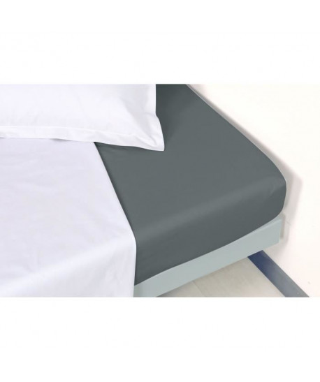 VENT DU SUD Drap housse Percale Manoir  Ardoise  80x200x30 cm