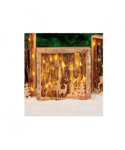 Cadre en bois avec décor lumineux H 30 cm  30x30x5,5 cm
