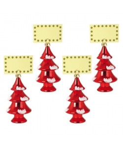 Lot de 4 Décorations sapins de Noël : PorteNom rouge