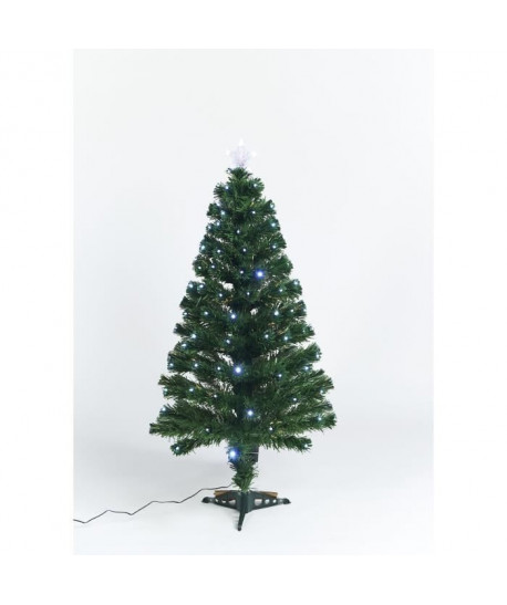 Sapin vert de Noël Caméléon  H 120 cm  Fibre optique bicolore blanc chaud et froid