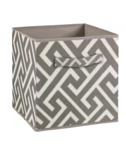 COMPO Tiroir de rangement  Tissu  27 x 27 x 28 cm  Motif Labyrinthe  Gris et blanc