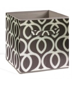 COMPO Tiroir de rangement  Tissu  27 x 27 x 28 cm  Motif Circulaire  Gris et blanc