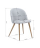 ZOMBA Lot de 2 Chaises de salle a manger  Métal revetu de tissu gris clair  pieds décor bois  Scandinave  L 48 x P 50 cm