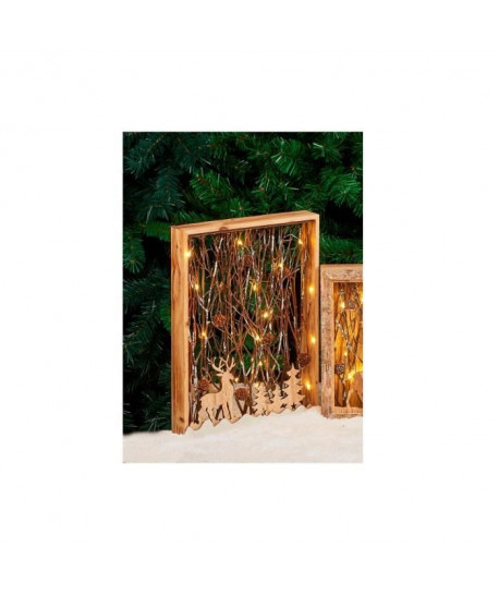 Cadre en bois avec décor lumineux H 40 cm  30x40x5 cm