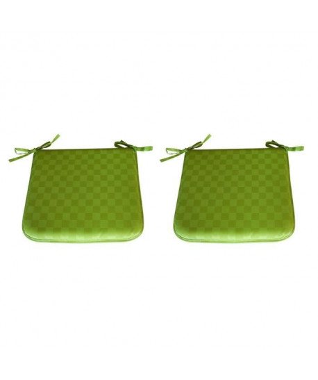 O\'CBO Lot de 2 Galettes de chaises DAMIER 39x39 cm  Vert