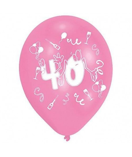 Lot de 8 Ballons  Latex  Nombre 40  Imprimé 2 faces