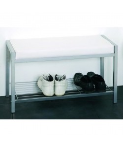 Banc de rangement chaussures Enja 80x48x32 cm aluminium et blanc