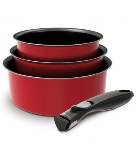 BACKEN EASYCOOK Batterie de cuisine Set de casseroles 4 pieces  Rouge