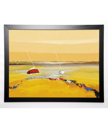 EURGAL CHRISTIAN Image encadrée Barques sur horizon 57x77 cm Jaune