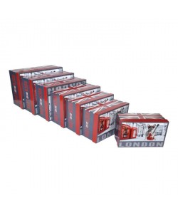 HOMEA Set de 7 boîtes de rangement City Dog 26283033353739 cm rose