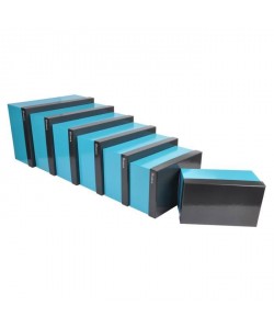 HOMEA Set de 7 boîtes de rangement Classy 26283033353739 cm bleu et gris