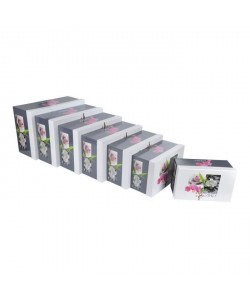 HOMEA Set de 7 boîtes de rangement Lovely 26283033353739 cm gris et rose