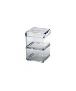 GERSON Lot de 2 boites de rangement maquillage  7,5x7,5x11,5 cm  Transparent