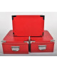 BOX Lot de 3 boites de rangement en carton  Rouge