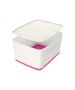 LEITZ MyBox  Boîte de rangement avec couvercle  Medium  Blanc et Rose