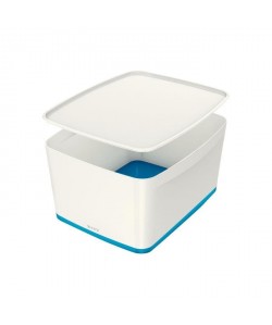 LEITZ MyBox  Boîte de rangement avec couvercle  Medium  Blanc et Bleu