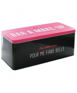 Boîte en Métal Bar a Make Up  27,7x12,5x11,6 cm  Noir et rose foncé
