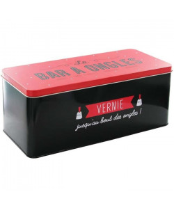 Boîte en Métal Bar a Ongles  27,7x12,5x11,6 cm  Noir et rouge