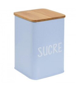 FRANDIS Boîte a sucre en métal et bois  9,5 x 9,5 x 14 cm  Bleu mat