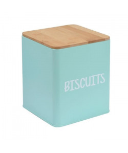 FRANDIS Boîte a biscuits en métal et bois  9,5 x 9,5 x 14 cm  Vert mat