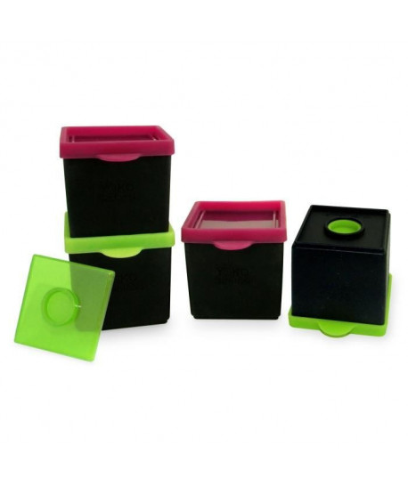YOKO DESIGN Set de 4 boîtes TopBox noir, vert et fuchsia