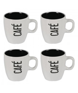 Lot de 4 mugs céramique CAFÉ CReME 0,14L blanc