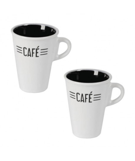 Lot de 2 tasses céramique CAFE CREME 0,13L blanc