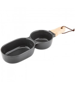 LADELLE Bol a apéritif a 2 compartiments  Noir  Porcelaine et bambou  34,5 x 9,5 x 4,8 cm