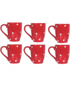NOVASTYL 6503042 Lot 6 Mugs 30cl Pois  Rouge  Gres