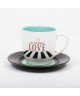 LYRICAL MUG L&M Pack Mug et Soucoupe  Love 2  Bleu ciel / Noir