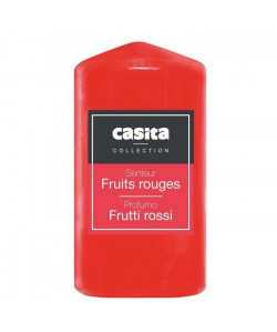 Bougie pilier parfumée grand modele  Cire  Ř7x15 cm  Parfum fruits rouges  Rouge