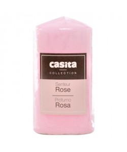 Bougie pilier parfumée grand modele  Cire  Ř7x15 cm  Parfum rose  Rose