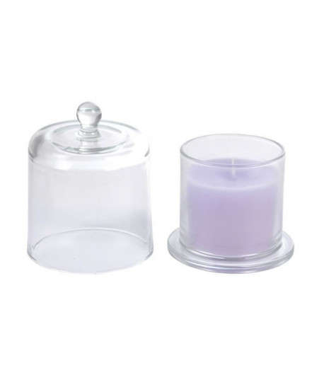 Bougie verrine cloche parfum lavande H 14,5 cm Violet