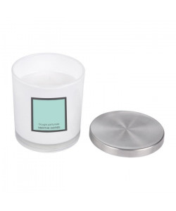 Bougie verrine parfum menthe givree H 9 cm Bleu