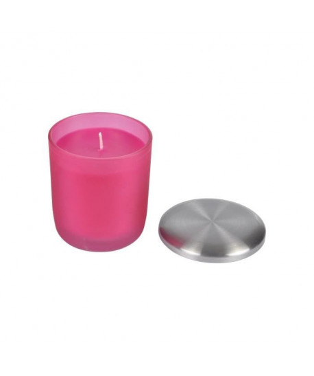 Bougie verrine parfum douceur sucrée H 9,5 cm Rose