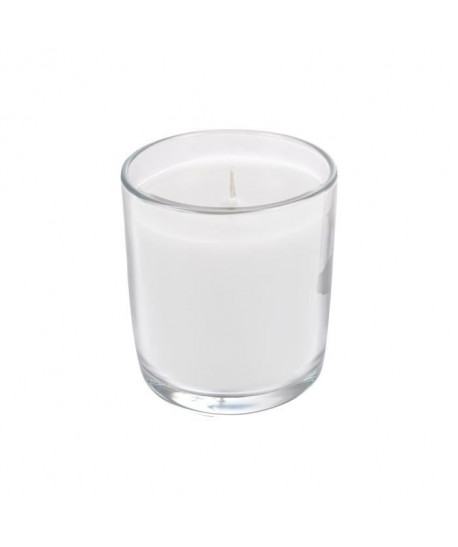 Bougie verrine parfum linge frais H 9,5 cm Blanc