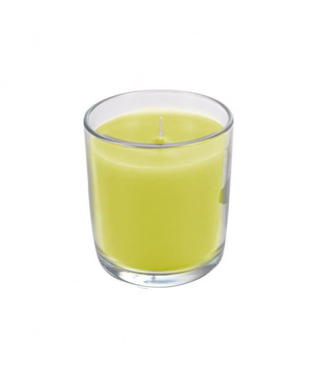 Bougie verrine parfum plaisirs exotiques H 9,5 cm Vert