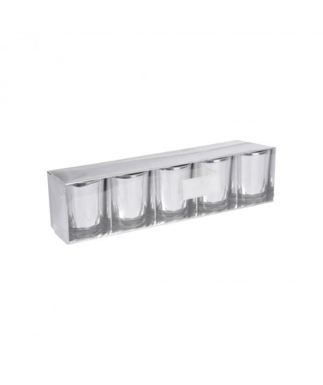 Lot de 5 bougies verrine H 6,5 cm Argent ambré