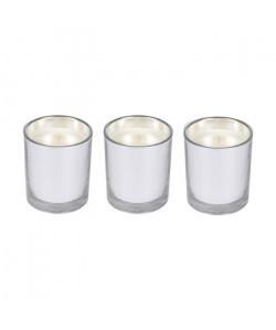 Lot de 3 bougies verrine H 8 cm Argent ambré