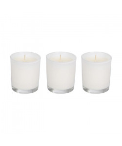 Lot de 3 bougies verrine H 8 cm Blanc ambré