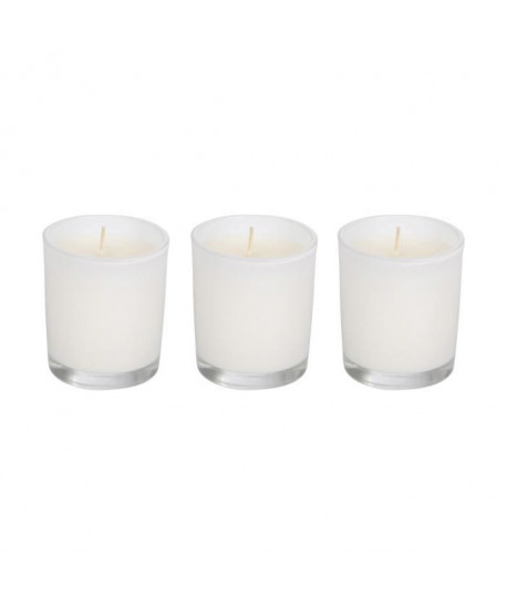 Lot de 3 bougies verrine H 8 cm Blanc ambré