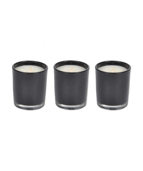 Lot de 3 bougies verrine H 8 cm Noir ambré