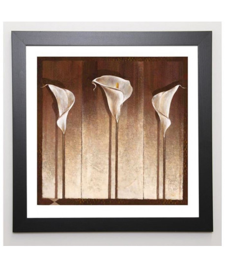 LATOUR Image encadrée Three Calla Lilies 57x57 cm Marron