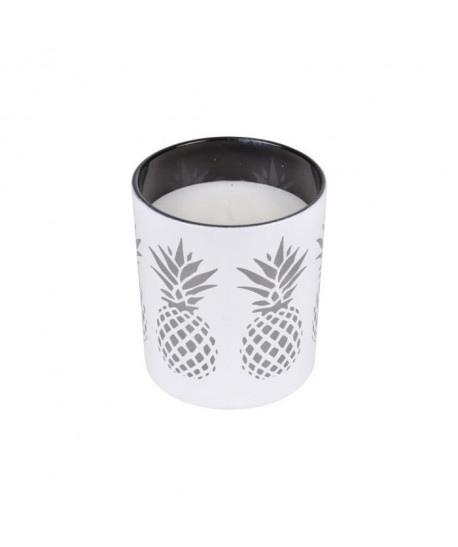 Bougie verrine ananas H 10 cm Blanc ambré